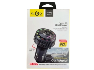 Автомобилно зарядно и FM трансмитер KLGO TC-25PD 45W 12/24V