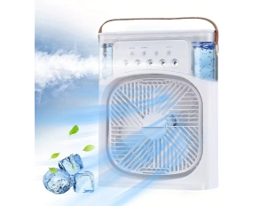 Безшумен преносим мини вентилатор с водна мъгла за офис и дом - Бял