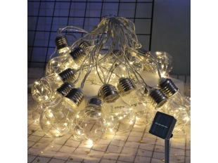 Соларен гирлянд с 10 топло светещи LED крушки
