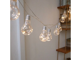 Соларен гирлянд с 10 топло светещи LED крушки