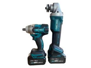 Акумулаторен безчетков комплект ъглошлайф и гайковерт KraftRoyal