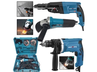 КрафтРоял комплект: перфоратор, ъглошлайф 125 мм и бормашина 1200W