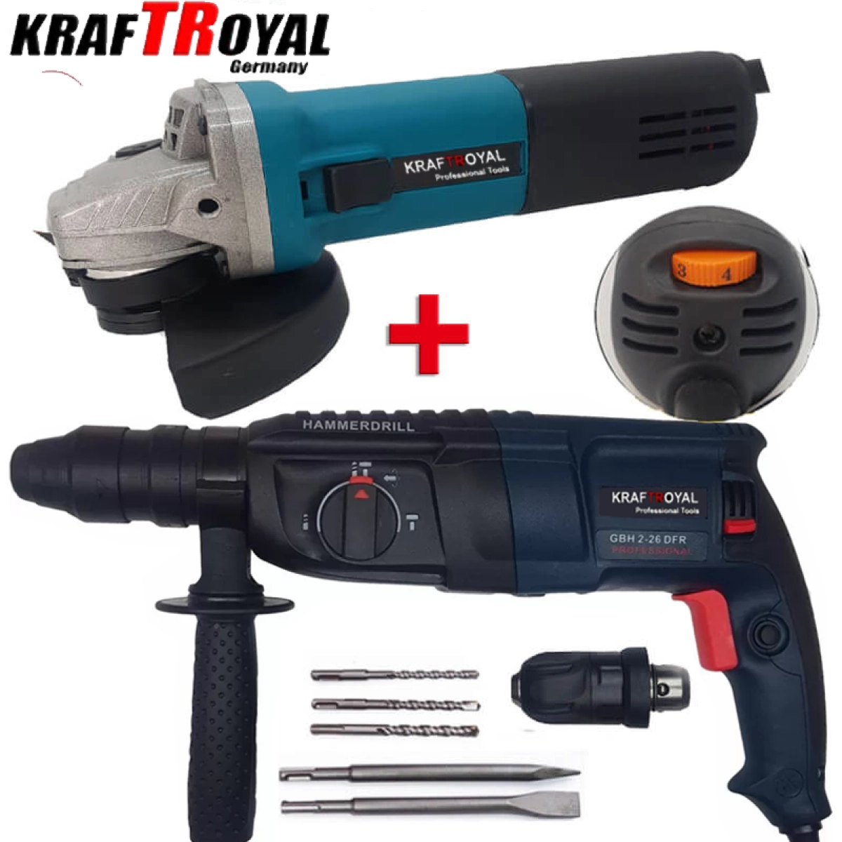 Kомплект KraftRoyal перфоратор 1600W и ъглошлайф 1100W 125mm - KraftRoyal 1792