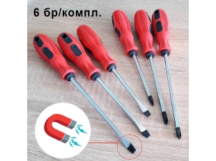Комплект 6 бр. отвертки X&Z с магнит и прави, кръстати накрайници