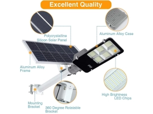 Улична соларна лампа JORTAN с панел и стойка 1800W