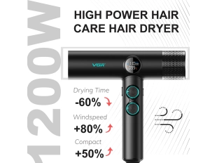 Професионален черен сешоар VGR-401 с BLDC мотор и LED дисплей