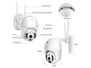 Бяла външна WiFi AI камера 5MP YCC365 с въртене