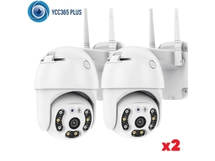 Двойка бели външни въртящи WiFi AI камери 5MP YCC365