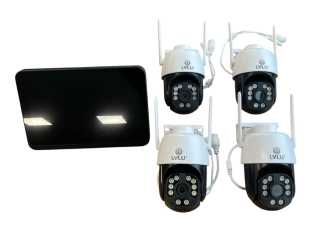 Безжичен комплект LYLU с 4 въртящи AI камери 12MP и 10.1