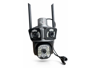 Външна въртяща WiFi камера с 3 обектива 12MP и 50 диода, черна