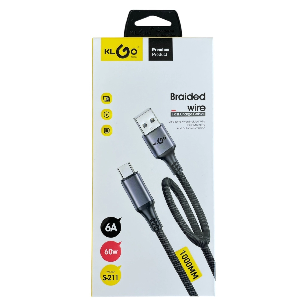 Бързозаряден кабел KLGO S-211 Type-C 100см - KLGO 3176