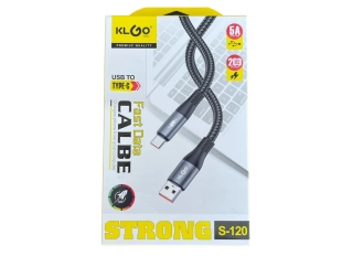 Дълъг Type-C кабел KLGO S-120 200см с бързо зареждане