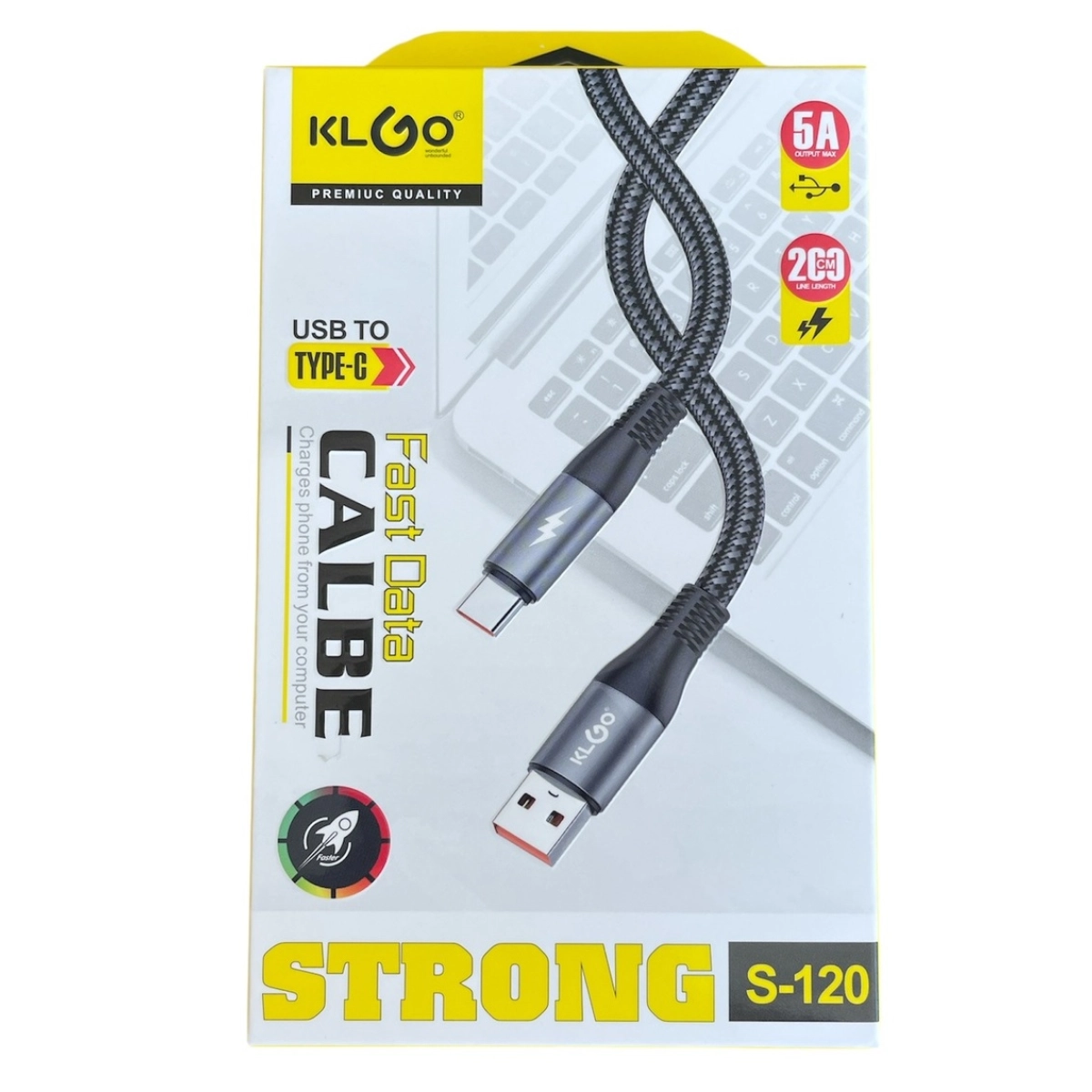 Дълъг Type-C кабел KLGO S-120 200см с бързо зареждане - KLGO 3177