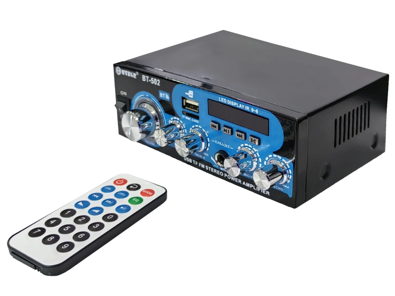 Домашен блутут аудио усилвател BT-502 - USB,FM,TFT,BLT, 2x30W, 220VAC Домашен блутут аудио усилвател BT-502 - USB,FM,TFT,BLT, 2x30W, 220VAC - 1716-2