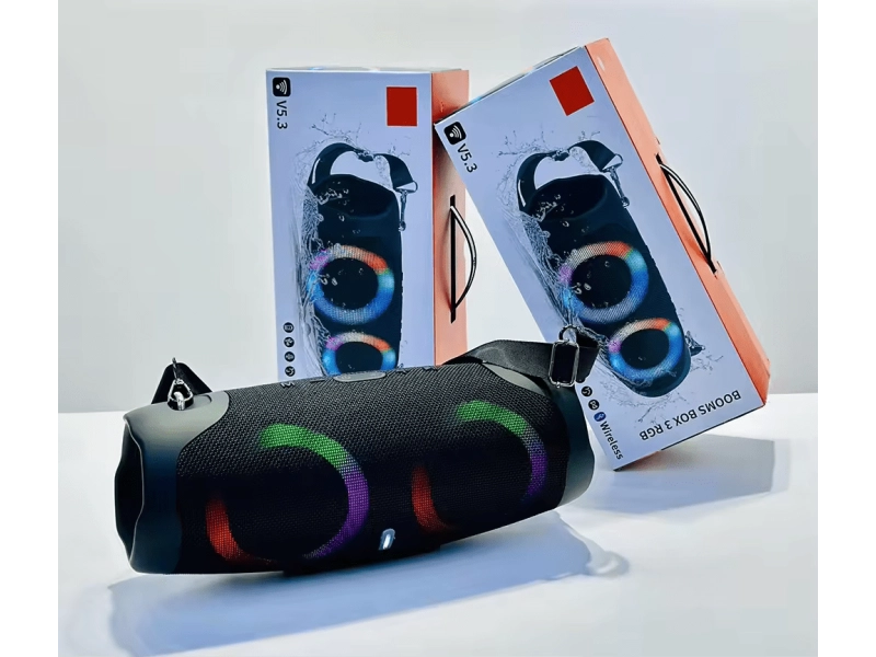 Голяма портативна мощна блутут колона Booms Box 3 RGB - Черен Голяма портативна мощна блутут колона Booms Box 3 RGB - Черен - Boomsbox 1531-black