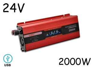 Инвертор на напрежение с дисплей UKC KC-2000D 24V - 220V 2000W 
