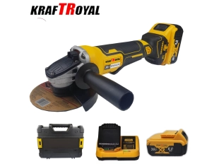 Aкумулаторен ъглошлайф KraftRoyal 36V 8,0 Ah + 2 батерии и зарядно в куфар