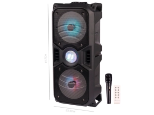 Караоке тонколона Greatnice GTS-2075 2x6.5“ - Блутут, Радио, Акумулатор и жичен микрофон