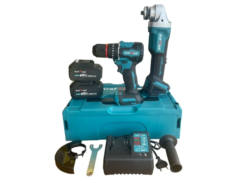Комплект 2в1 акумулаторен ъглошлайф и винтоверт KrafTRoyal 36V 8Ah Комплект 2в1 акумулаторен ъглошлайф и винтоверт KrafTRoyal 36V 8Ah - KraftRoyal 1838