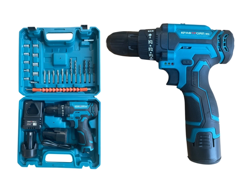 Мини Акумулаторен винтоверт KraftRoyal с две батерии + 24 части инстурменти Мини Акумулаторен винтоверт KraftRoyal с две батерии + 24 части инстурменти - KraftRoyal 3063