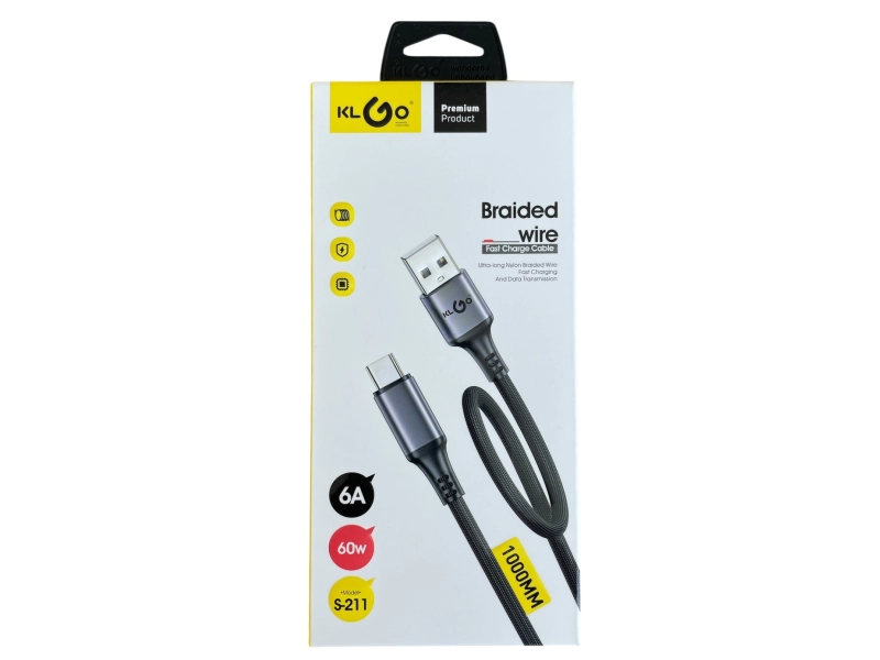 Бързозаряден кабел KLGO S-211 Type-C 100см - KLGO 3176